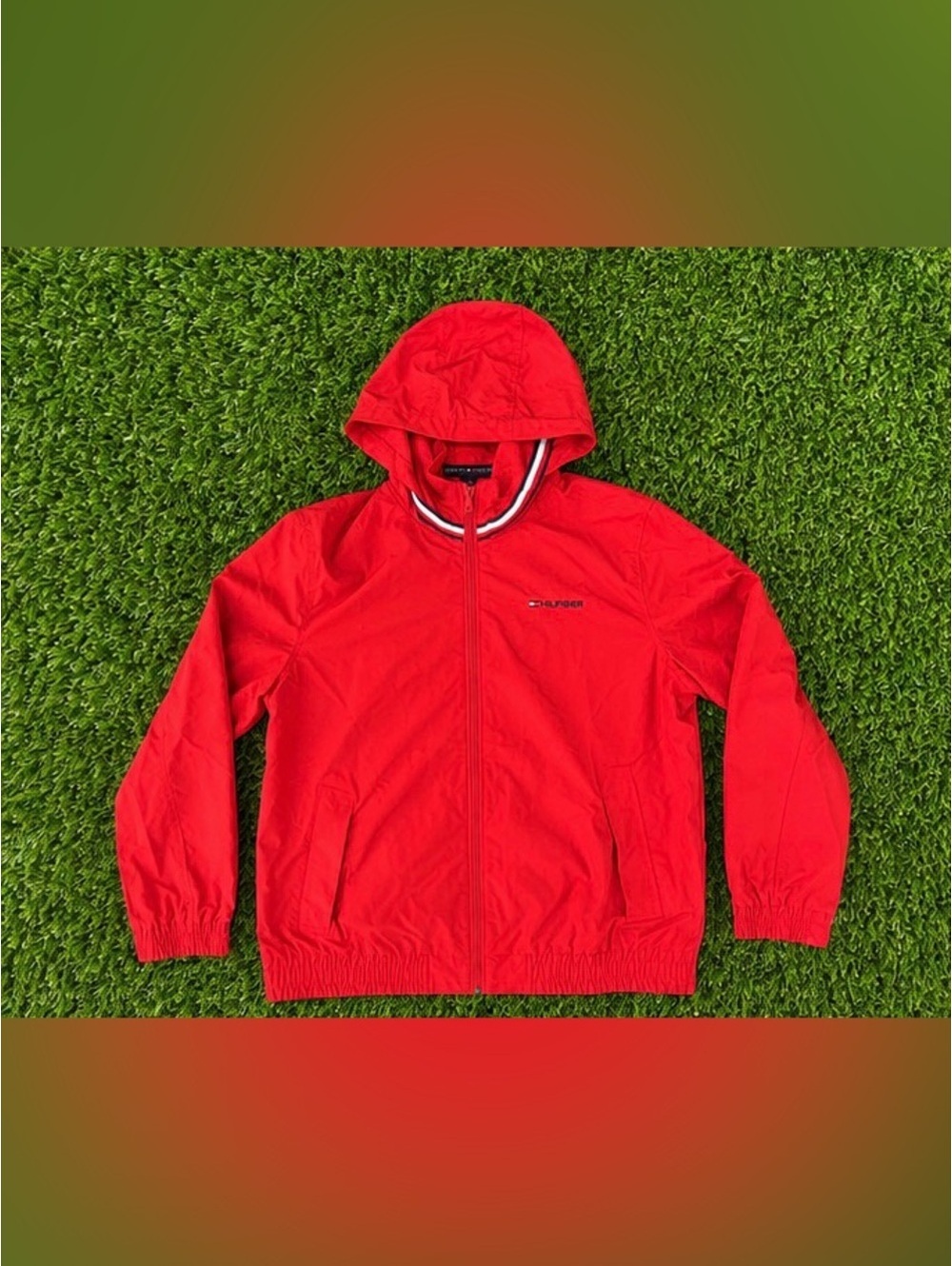 Tommy Hilfiger Vibrant Red Hooded Windbreaker